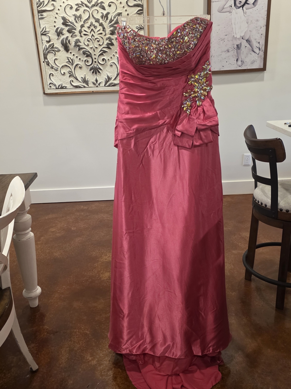 Blush Prom by Alexia Size 12 Hot Pink Jeweled Strapless Prom Gown